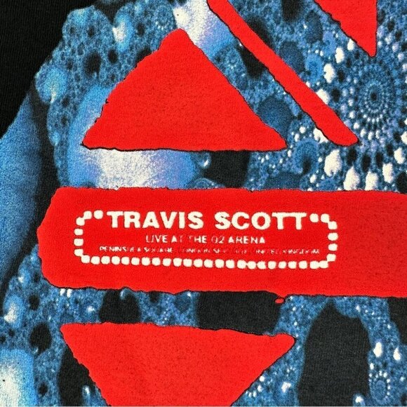 Travis Scott Men's Size Large 100% Cotton O2 Union Jack Black T-Shirt Made USA - Picture 4 of 11